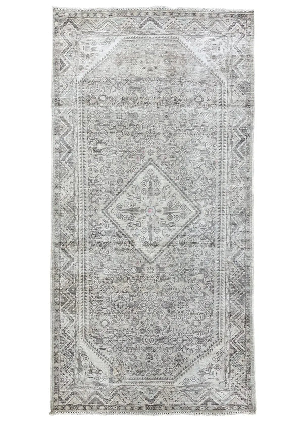 5'x10'2" Hamadan "Distressed" Hand Knotted