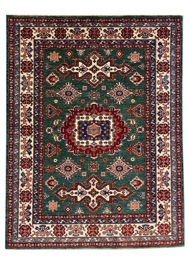 5'x6'6" Afghan-Kazak Hand Knotted