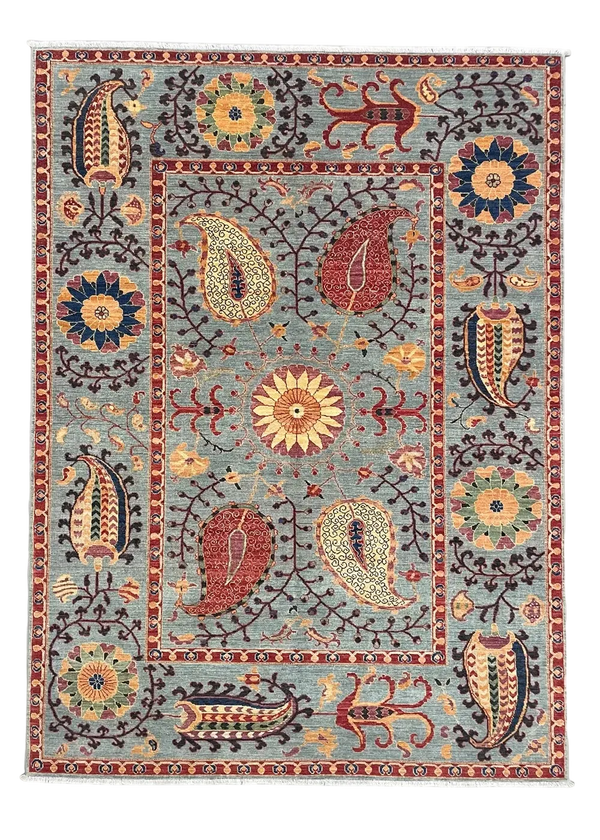 5'x6'9" Suzani Hand Knotted
