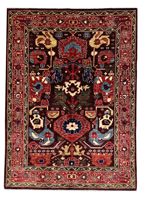 5x7 Afghan-Khorjeen Hand Knotted