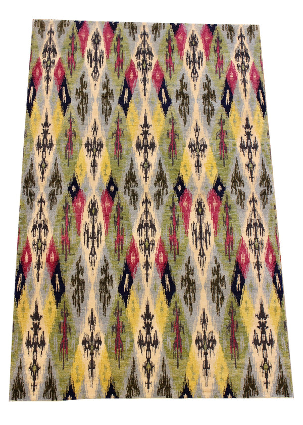 5x8 contemporary Ikat (s) Hand Knotted