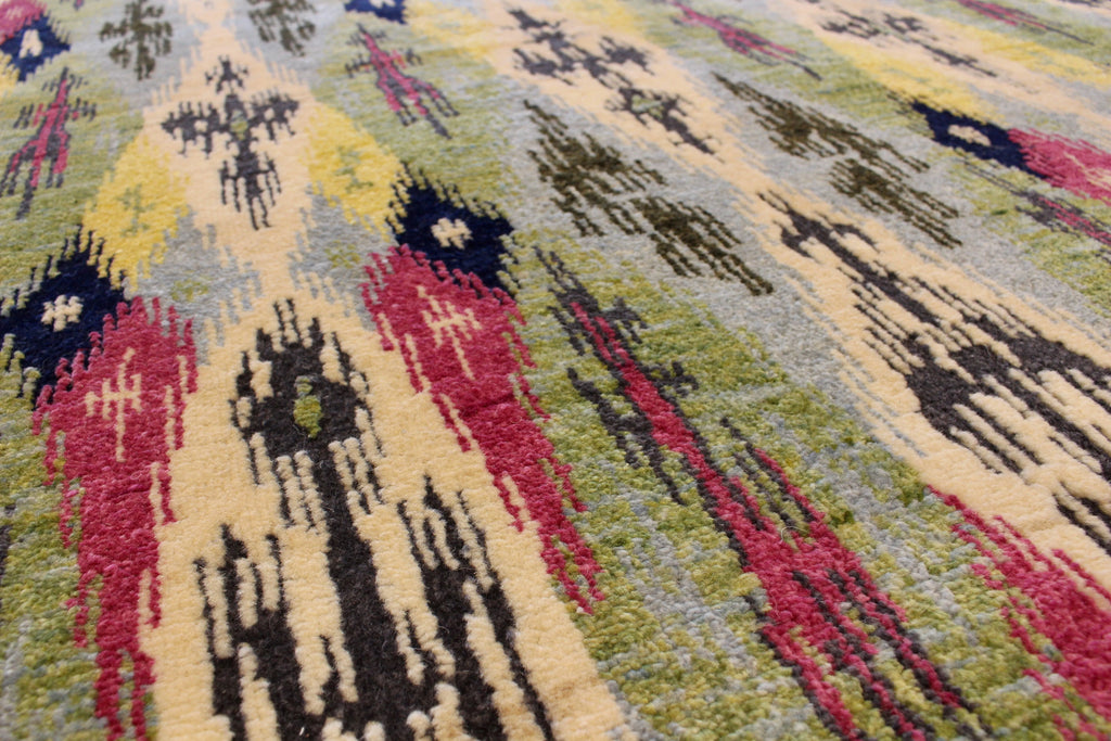 5x8 contemporary Ikat (s) Hand Knotted