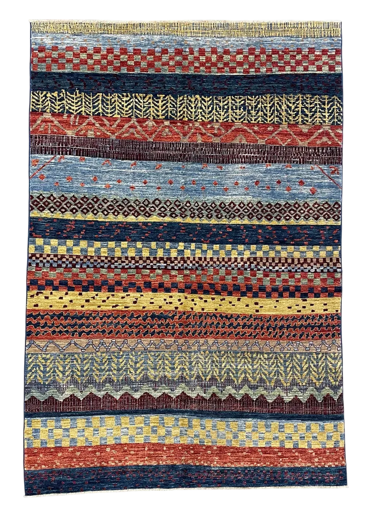 6'1"x8'9" Gabbeh Hand Knotted