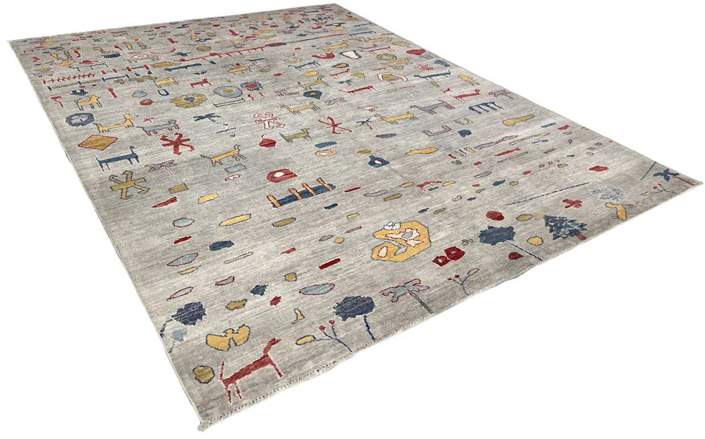6'2"x8'5" Animal Gabbeh Hand Knotted