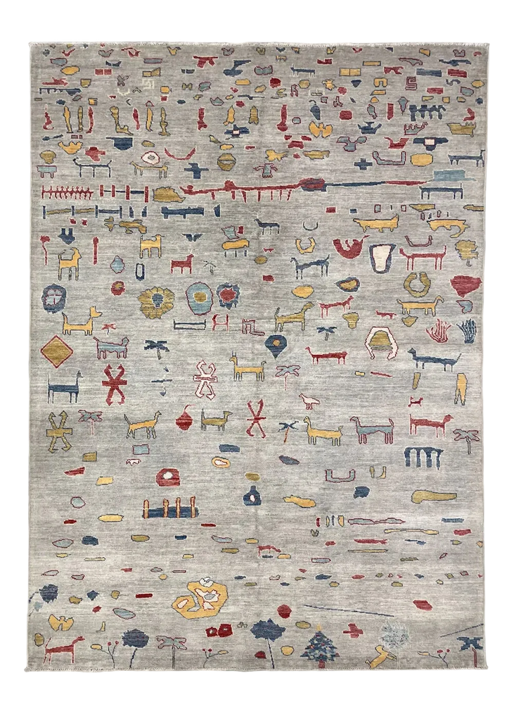 6'2"x8'5" Animal Gabbeh Hand Knotted