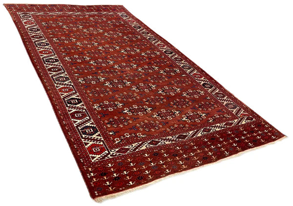6'x9'11" Yomut Kepse Gul Main Rug Hand Knotted
