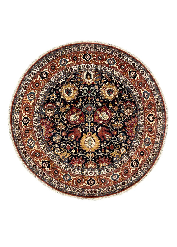 7'10" Round Tabriz Hand Knotted