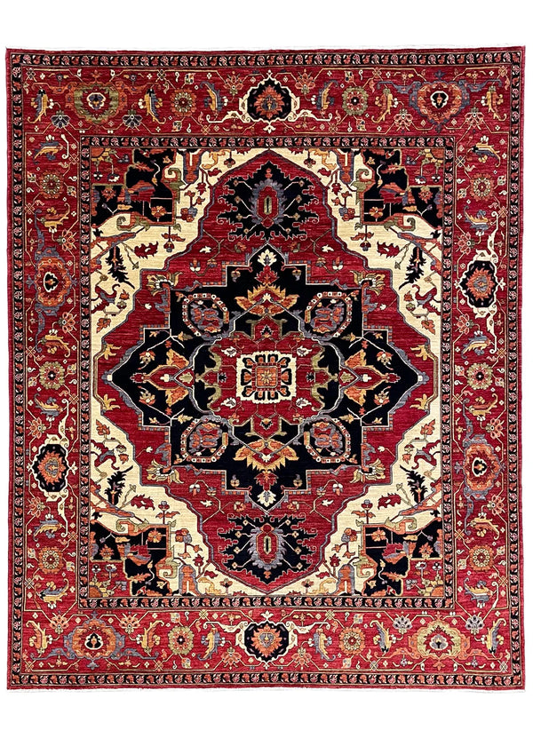 7'10x9'7" Medallion Heriz Hand Knotted
