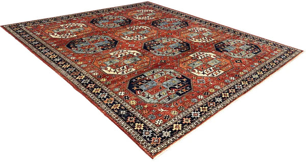 7'10"x9'8" Ersari Turkmen Hand Knotted