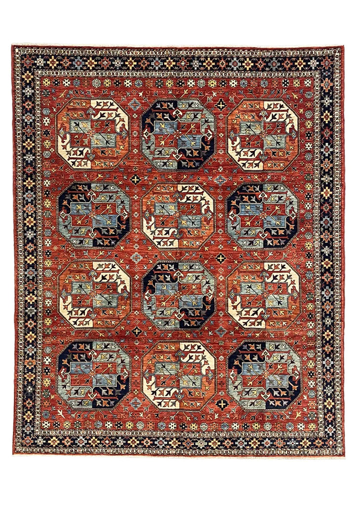 7'10"x9'8" Ersari Turkmen Hand Knotted
