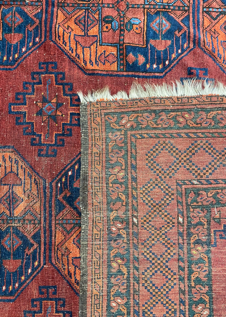 7'7"x9'8" Ersari Turkmen Hand Knotted
