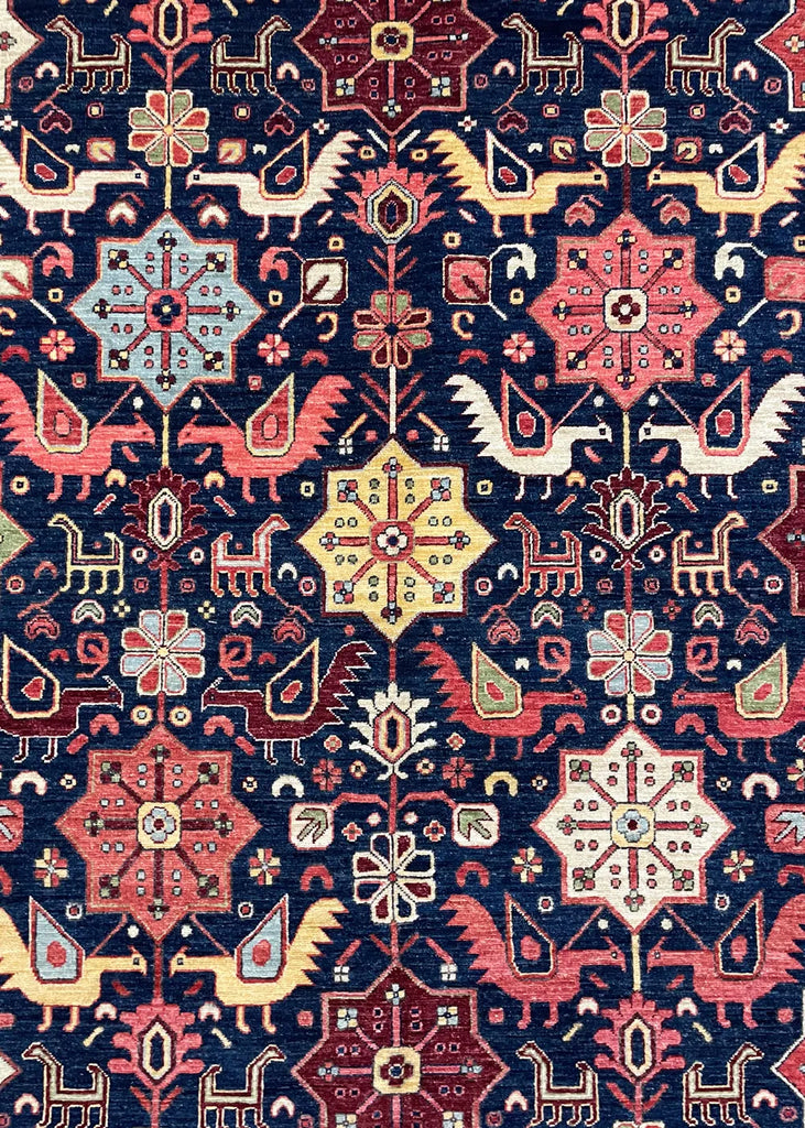 8'11"x11'9" Khamseh Hand Knotted
