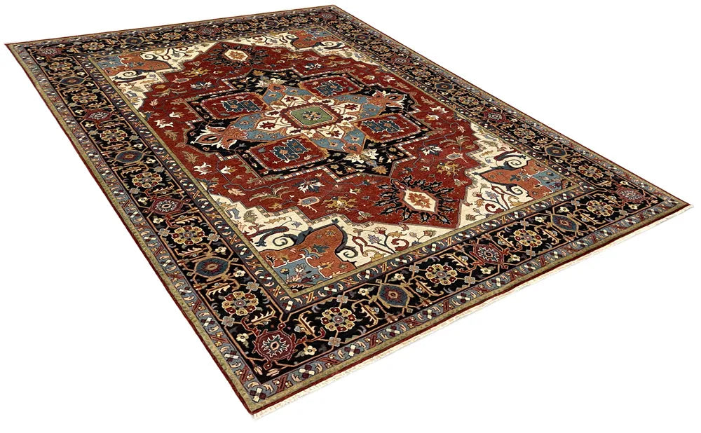 8'1"x9'11" Medallion Heriz Hand Knotted