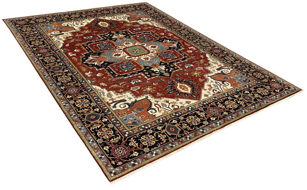8'1"x9'11" Medallion Heriz Hand Knotted