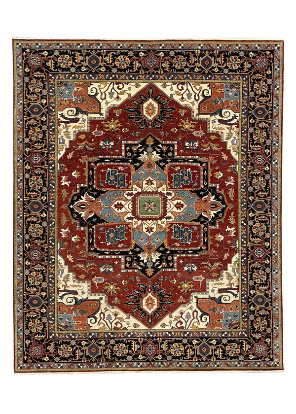 8'1"x9'11" Medallion Heriz Hand Knotted