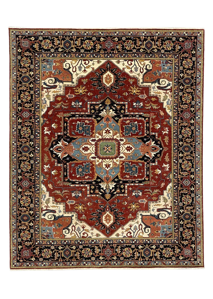 8'1"x9'11" Medallion Heriz Hand Knotted