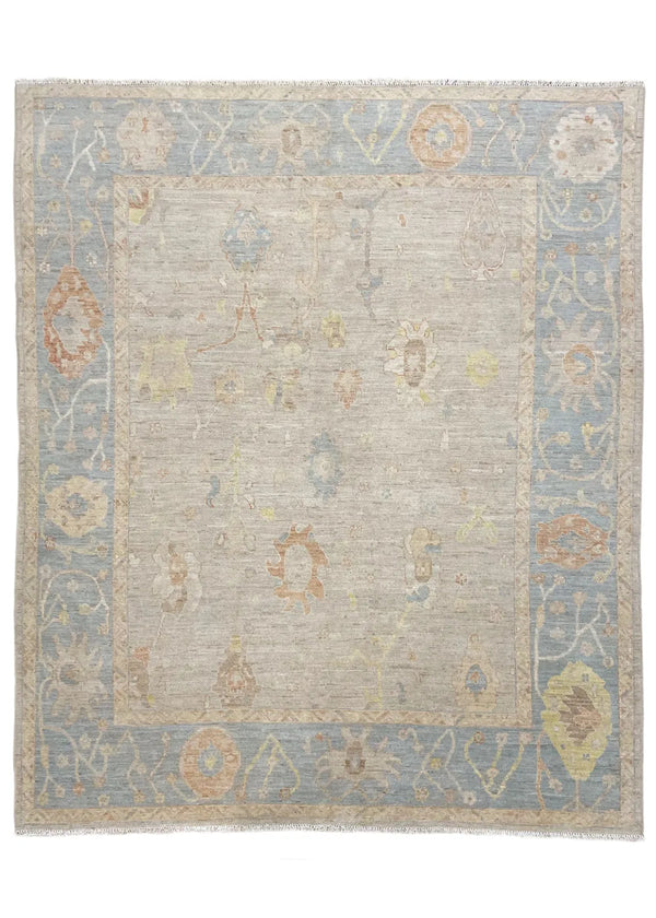 8'1"x9'7" Oushak Hand Knotted