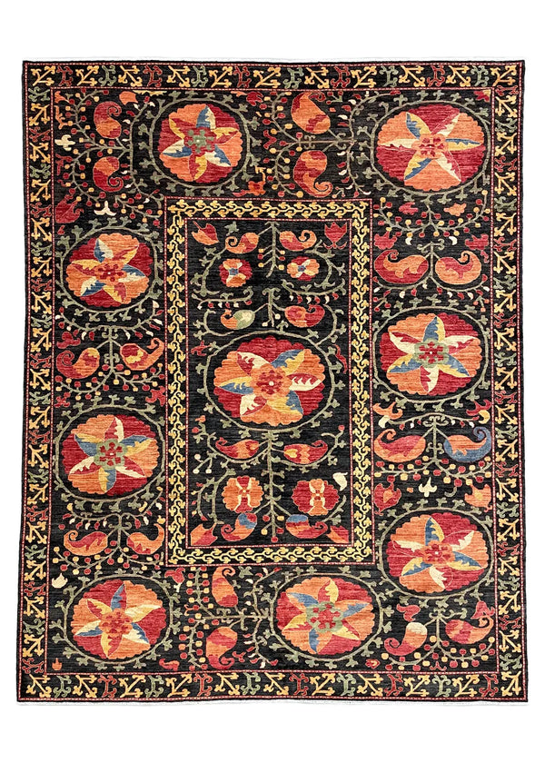 8'2"x10'4" Suzani Hand Knotted