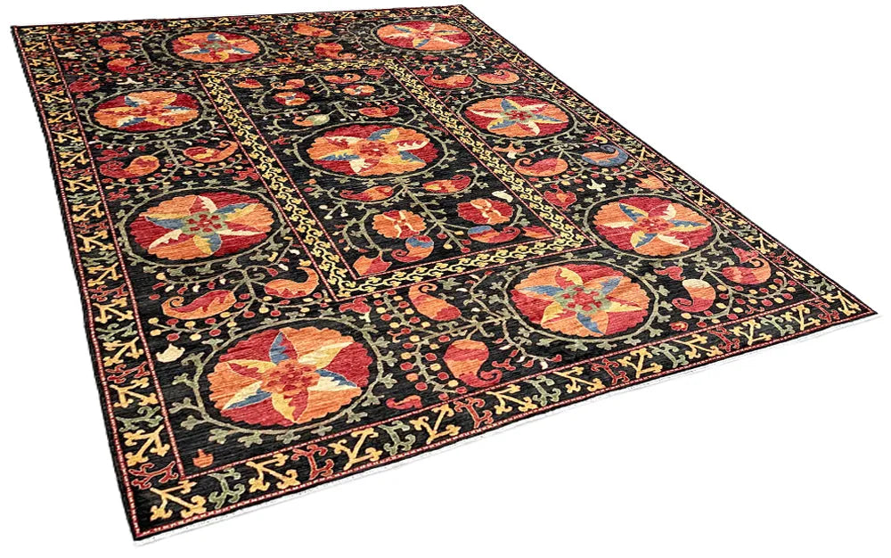 8'2"x10'4" Suzani Hand Knotted