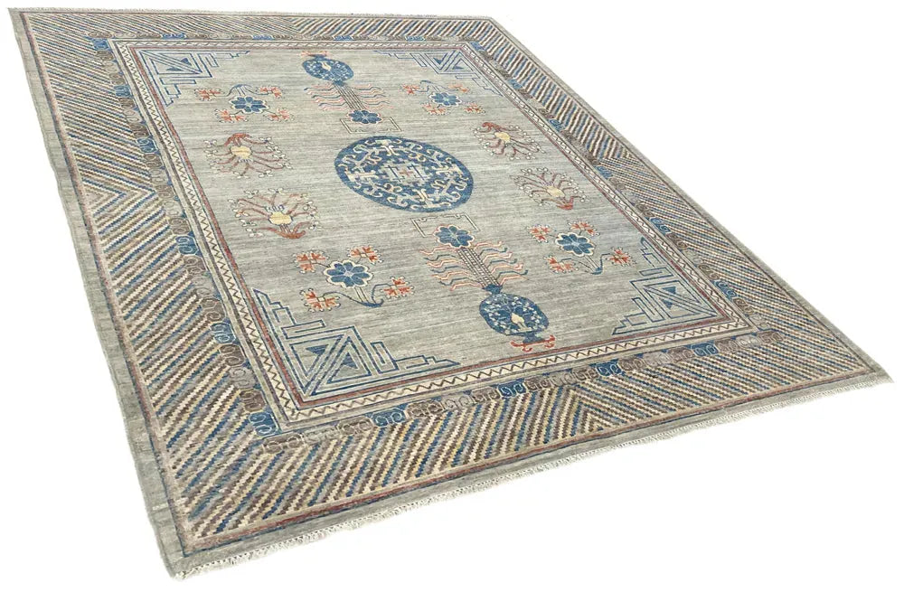 8'2"x9'11" Khotan (s) Hand Knotted