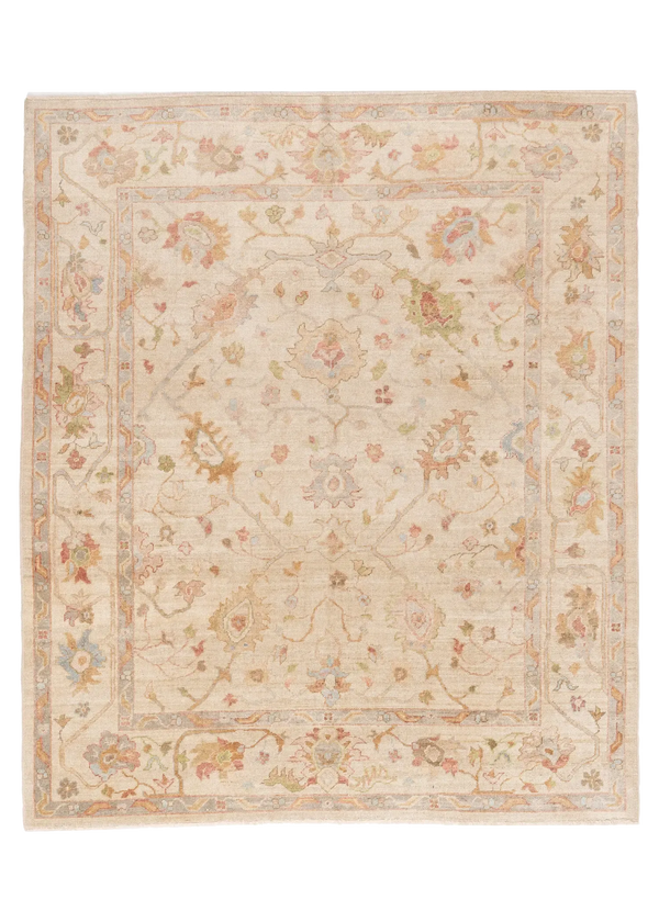 8'4"x9'9" Oushak Hand Knotted