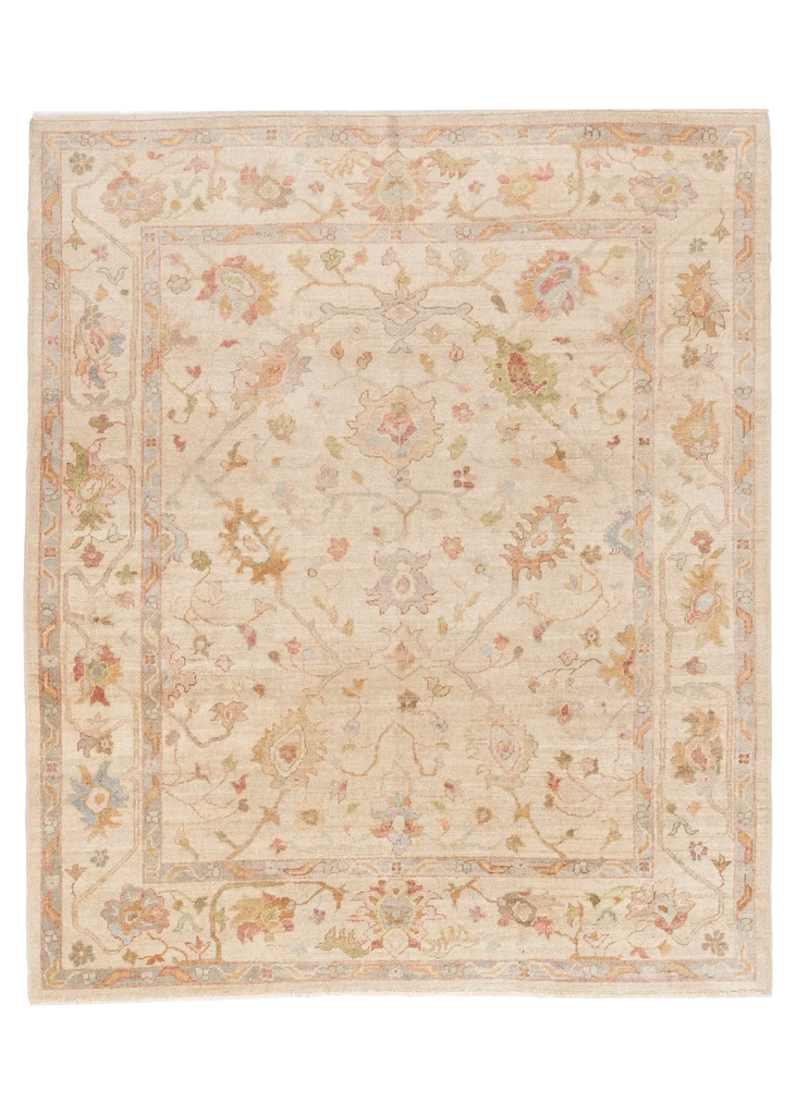 8'4"x9'9" Oushak Hand Knotted