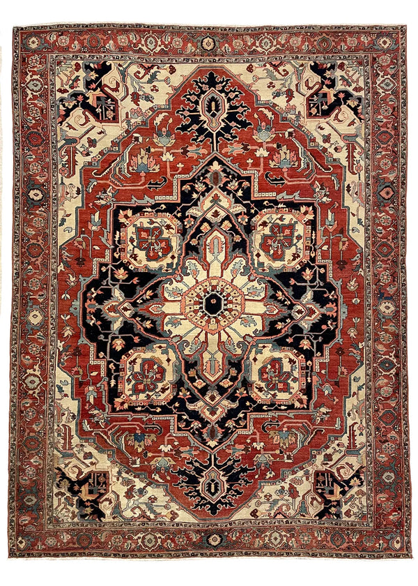 8'7"x11'11" Heriz Serapi Hand Knotted