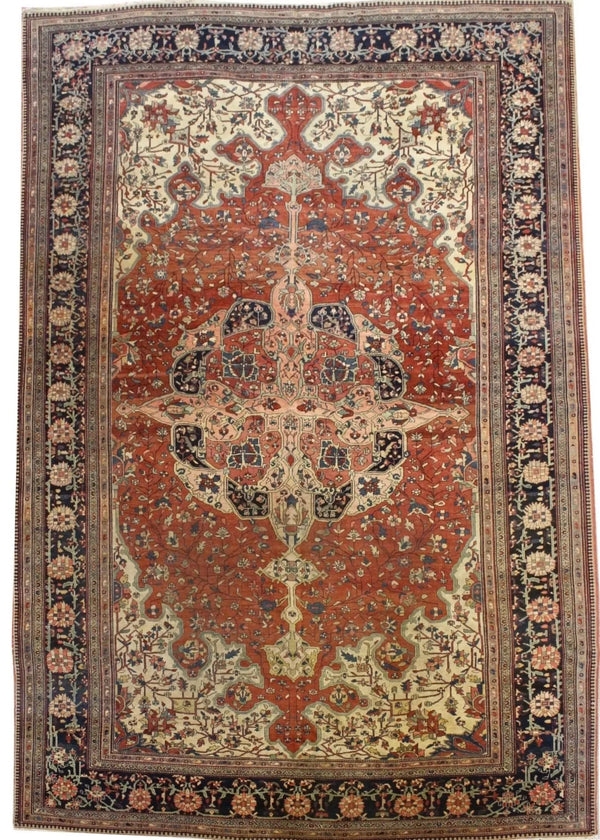 8'7x13' Farahan Sarouk Hand Knotted