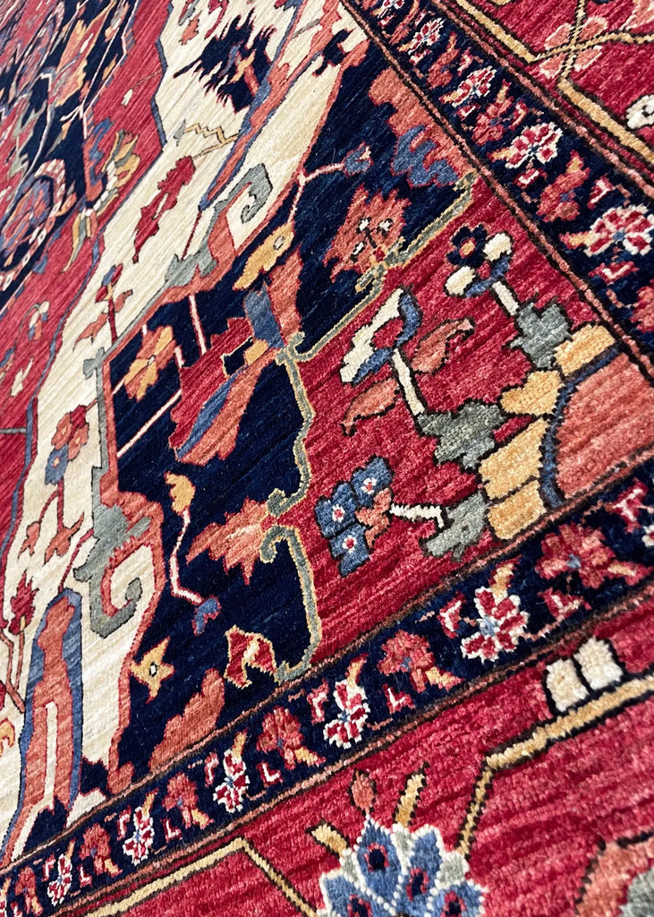 9'1"x11'11" Medallion Heriz Hand Knotted