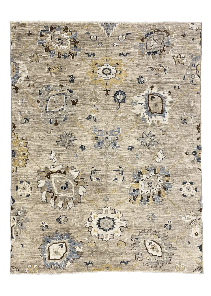 9'1"x11'7" Oushak Hand Knotted