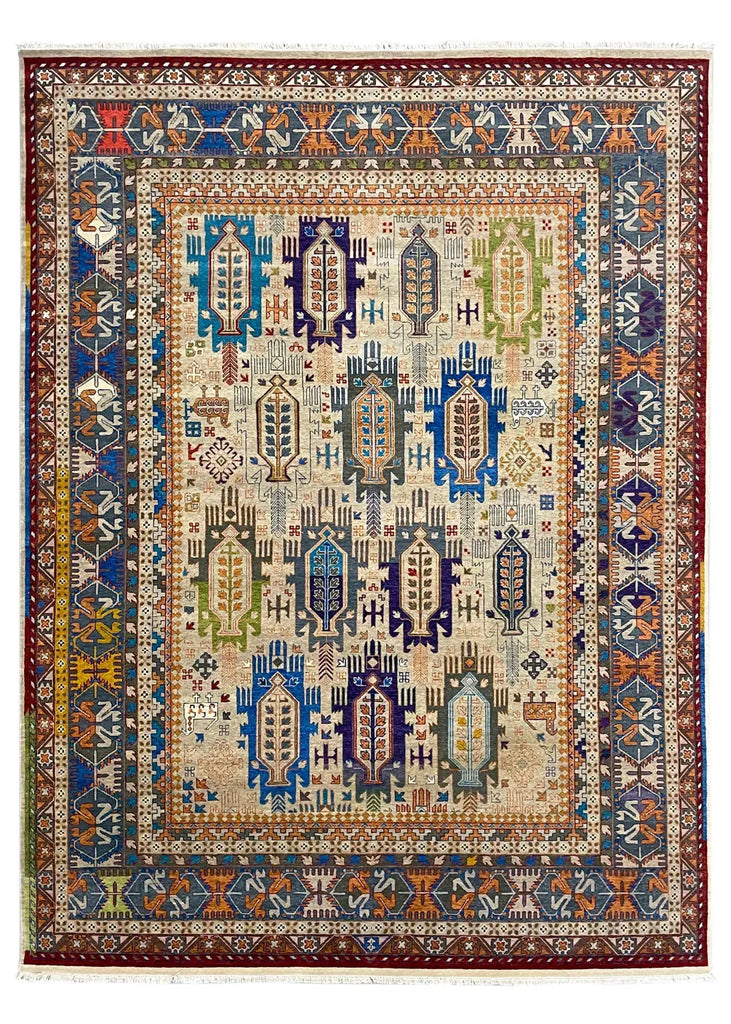 9'1"x12'1" Mashad Tribal (s) Hand Knotted