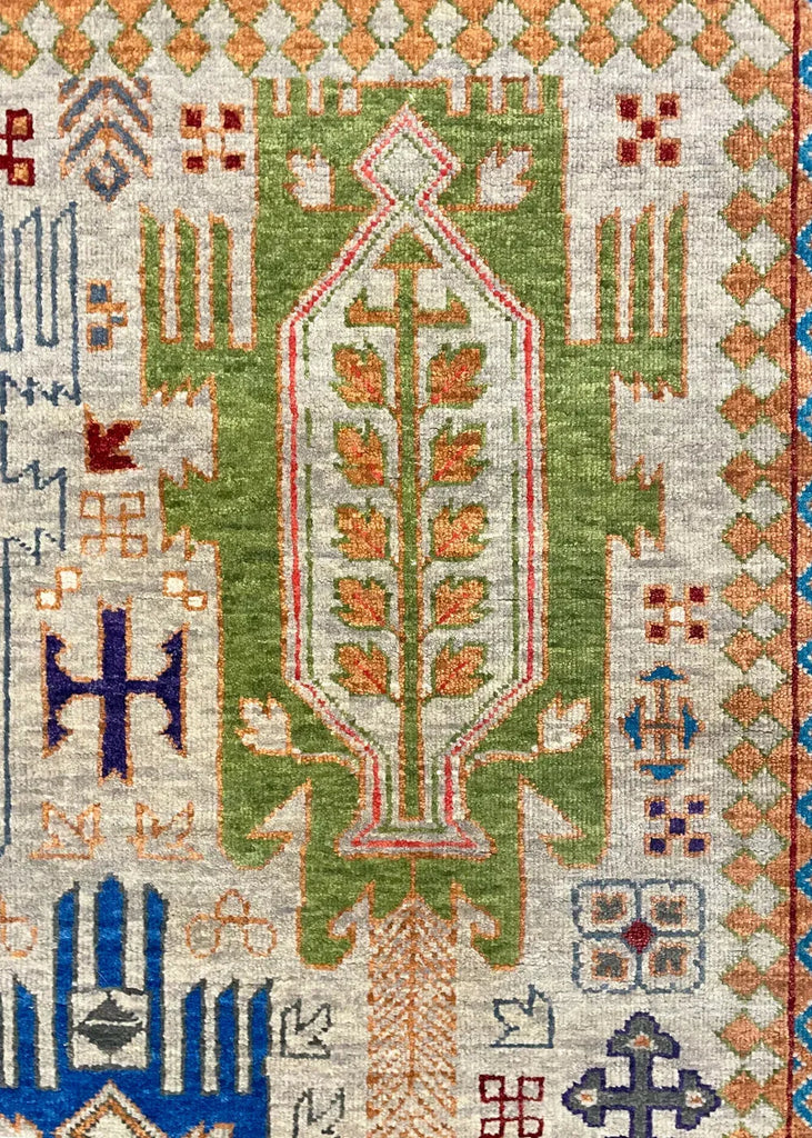 9'1"x12'1" Mashad Tribal (s) Hand Knotted