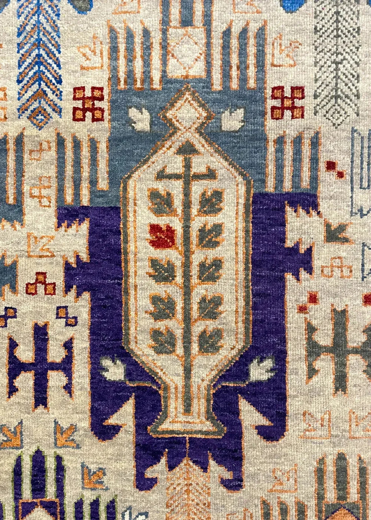 9'1"x12'1" Mashad Tribal (s) Hand Knotted