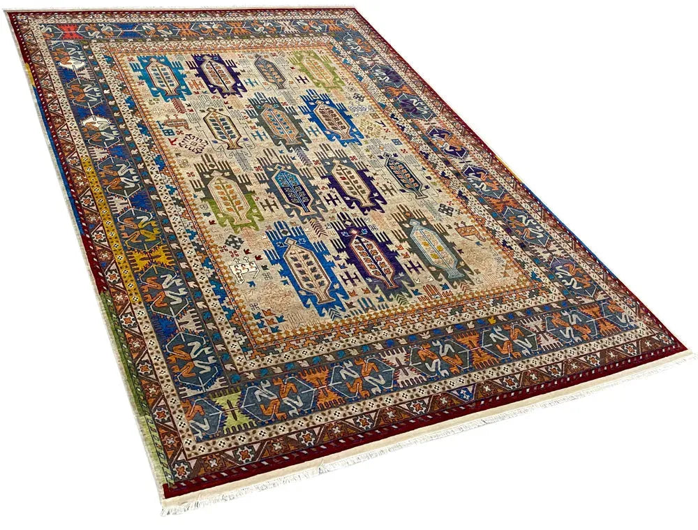 9'1"x12'1" Mashad Tribal (s) Hand Knotted