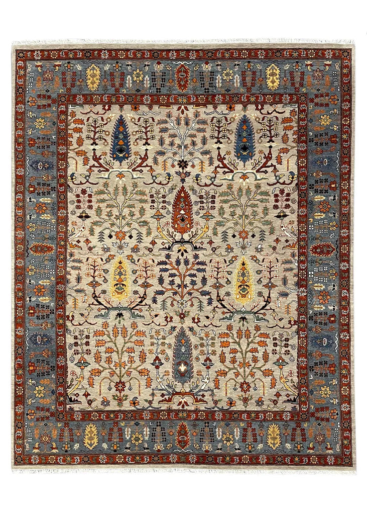 9'1"x12'3" Mashad Tree of Life Hand Knotted