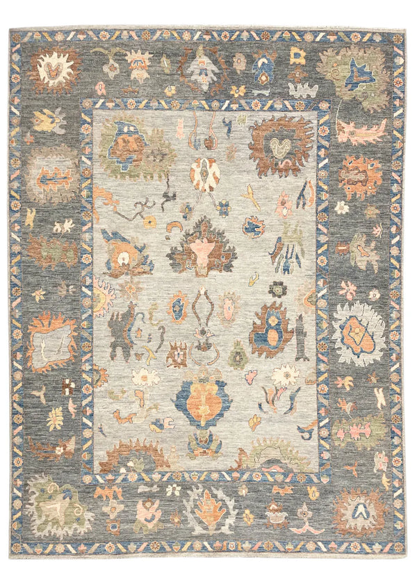 9'2"x12'2" Oushak Hand Knotted