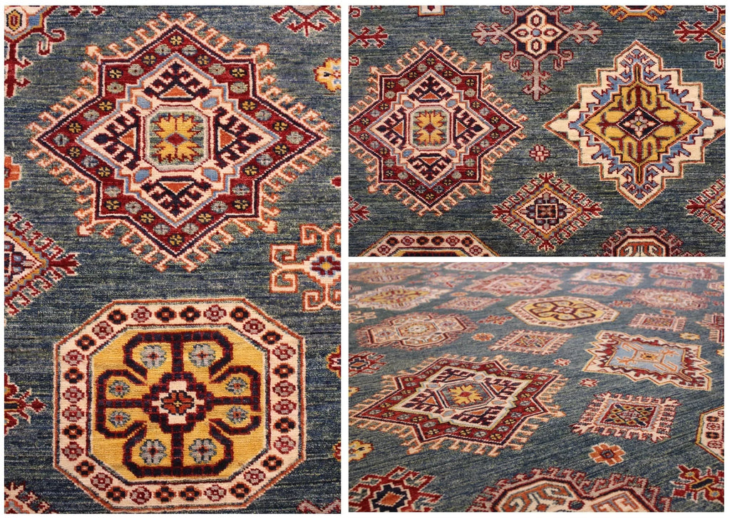 9'4"x12'7" Noor Kazak Hand Knotted