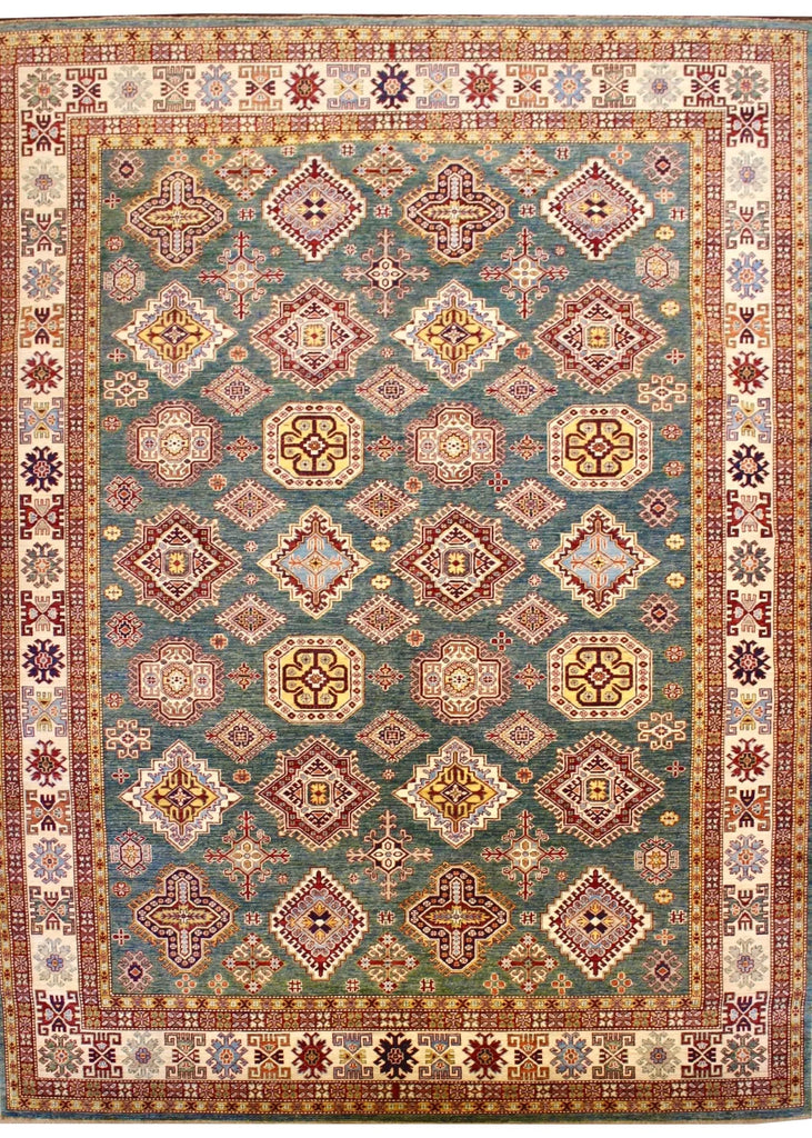 9'4"x12'7" Noor Kazak Hand Knotted