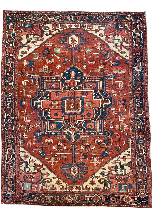 9'6"x12'2" Heriz Hand Knotted