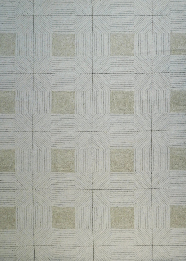 Patterned tile with geometric design on a gray background