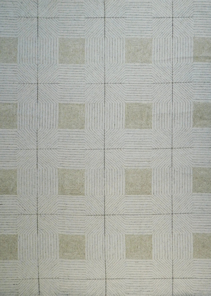 Patterned tile with geometric design on a gray background