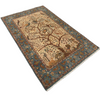 A rectangular traditional area rug with a detailed tree motif in the center, surrounded by a blue-gray floral border, shown on a plain white background.