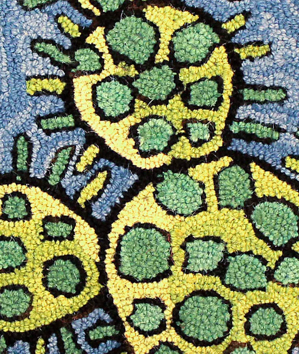 Bloomer Cactus Pillow hand hooked