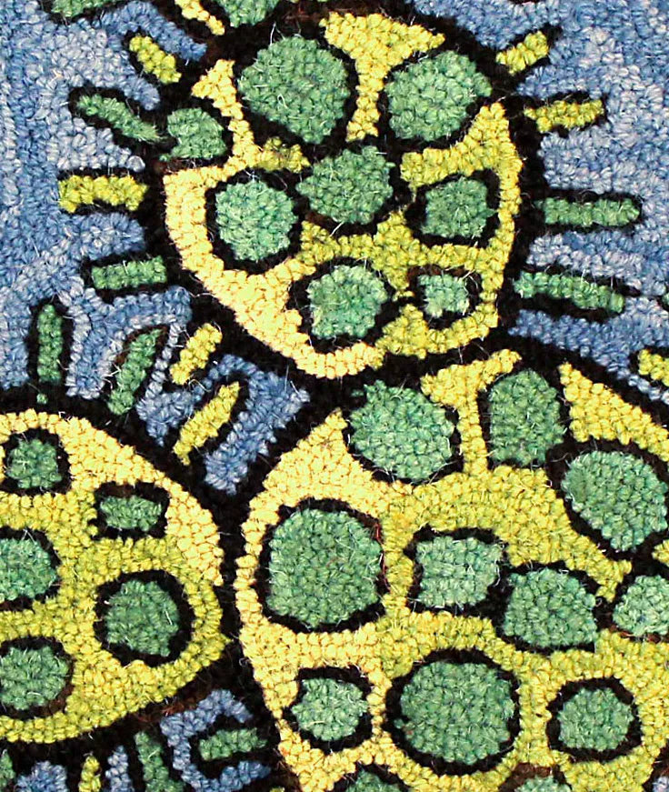 Bloomer Cactus Pillow hand hooked