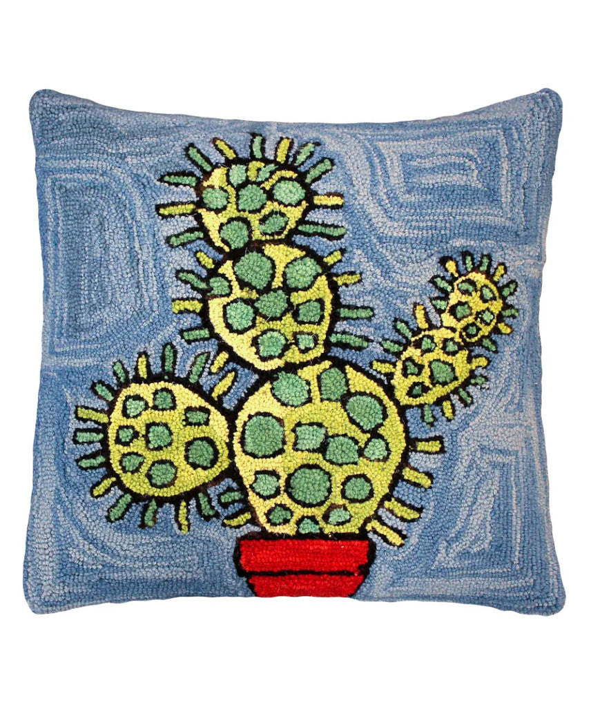 Bloomer Cactus Pillow hand hooked