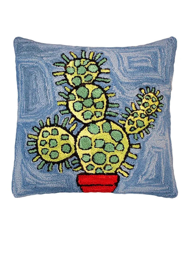 Bloomer Cactus Pillow hand hooked