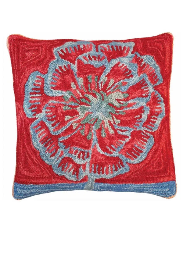 Bloomer Garden Pillow hand hooked