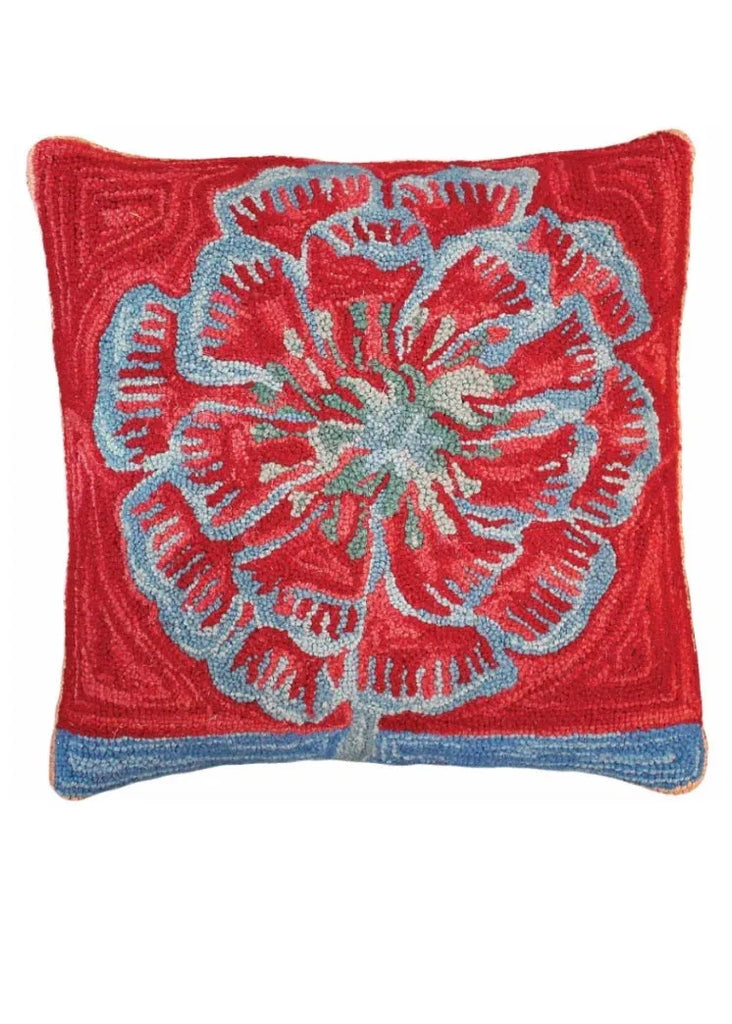 Bloomer Garden Pillow hand hooked