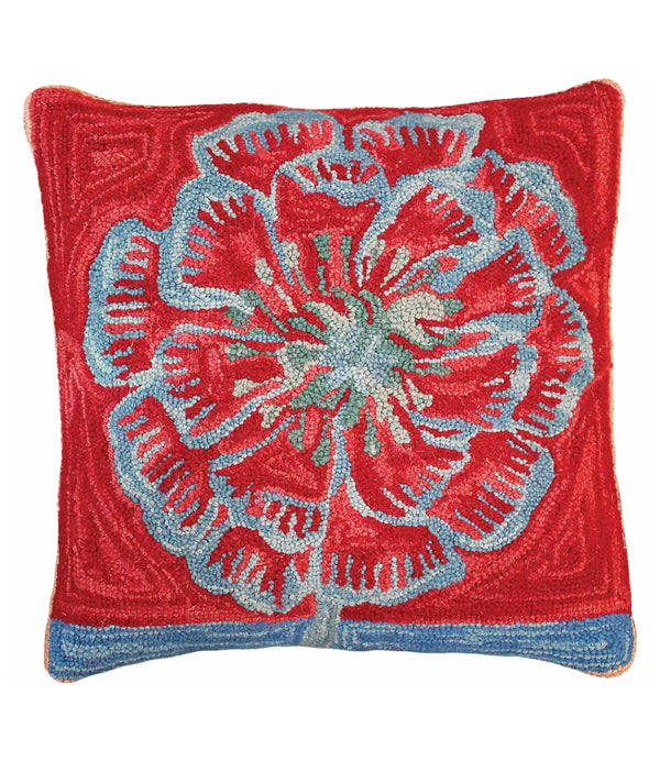 Bloomer Garden Pillow hand hooked