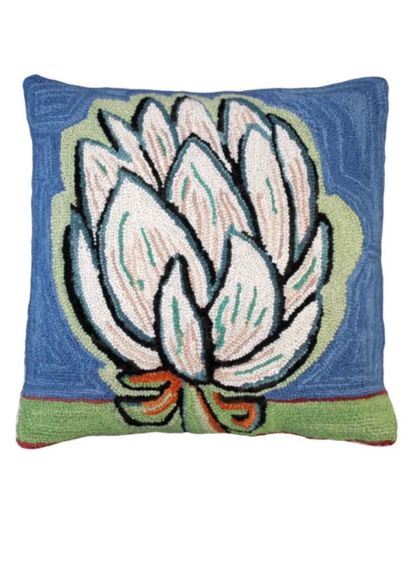 Bloomer Pillow hand hooked